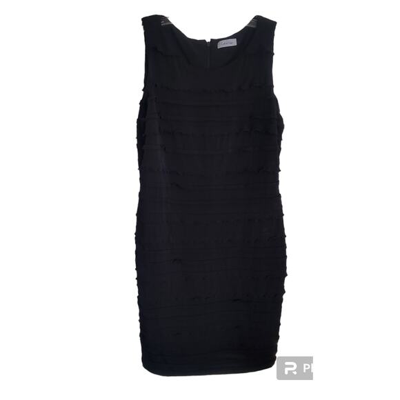 Calvin Klein Women's Dress Size 12 Black Layered Sheath Goth Whimsygoth Body Con - Picture 1 of 11